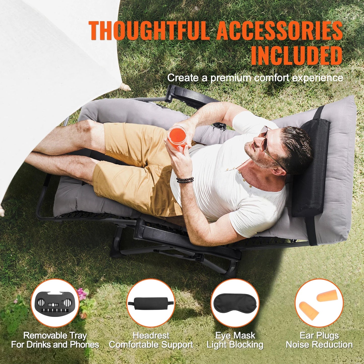 SucceBuy Zero Gravity Chair Zero Gravity Recliner Lounge Chair Adjustable Anti Gravity Chair with Cushion Footrest and Cupholder    Home Decor Supply | Online Retail | ShoreShopper.com