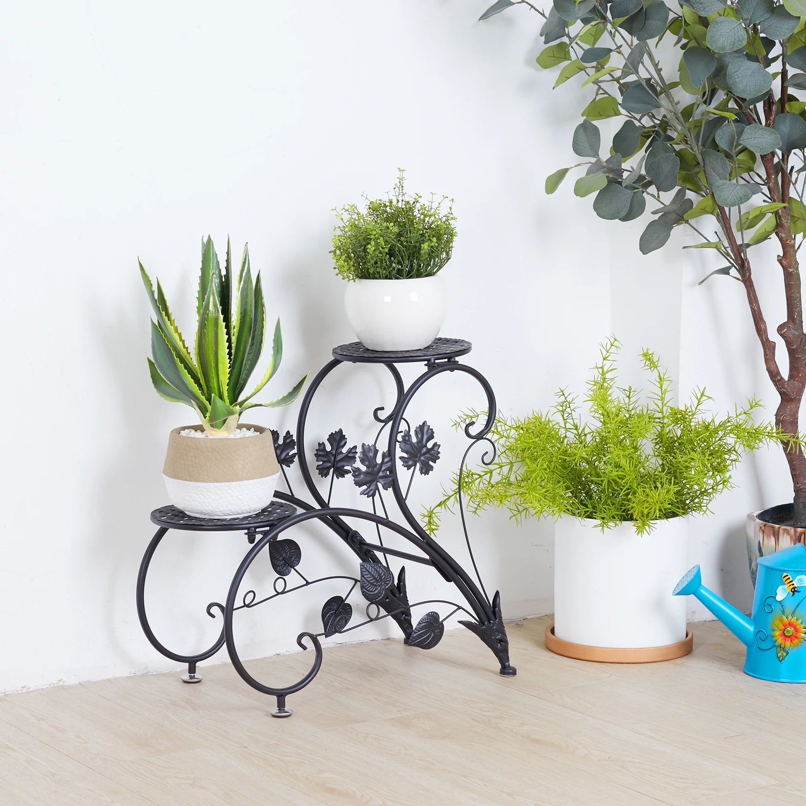 2PCS Rustproof Metal Plant Stand 4 Potted Flower Display Rack Shelf for Garden Balcony Office White and Black    Home Decor Supply | Online Retail | ShoreShopper.com