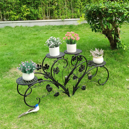 2PCS Rustproof Metal Plant Stand 4 Potted Flower Display Rack Shelf for Garden Balcony Office White and Black    Home Decor Supply | Online Retail | ShoreShopper.com