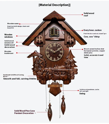 Antique Classic Solid Wood Hand-carved Cuckoo Wall Clock, Children's Music, Hour Announcement Swinging Creative Clock    Home Decor Supply | Online Retail | ShoreShopper.com