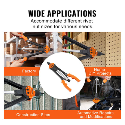 SucceBuy 14" 16" Rivet Nut Tool Rivnut Tool Kit with Metric and SAE Mandrels 70PCS/186PCS Rivet Nuts With Rugged Carrying Case    Home Decor Supply | Online Retail | ShoreShopper.com