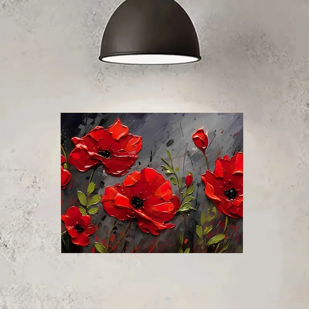 Contemporary Red Poppies Canvas Painting, Framed 11.8x15.7in, Meadow Wall Art, Ready to Hang Home Decor - Anniversary Gift    Home Decor Supply | Online Retail | ShoreShopper.com