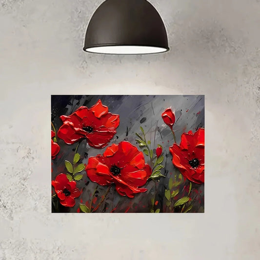 Contemporary Red Poppies Canvas Painting, Framed 11.8x15.7in, Meadow Wall Art, Ready to Hang Home Decor - Anniversary Gift    Home Decor Supply | Online Retail | ShoreShopper.com