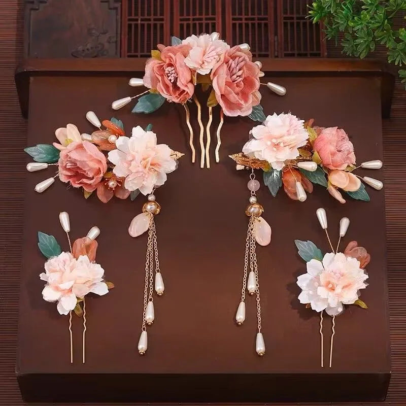 1 Set Ancient Headwear Hairpins Complete Super Immortal Made Headwear New Simple Pink flower Children's Ancient Headwear    Your Coastal Marketplace | Shoreshopper.com