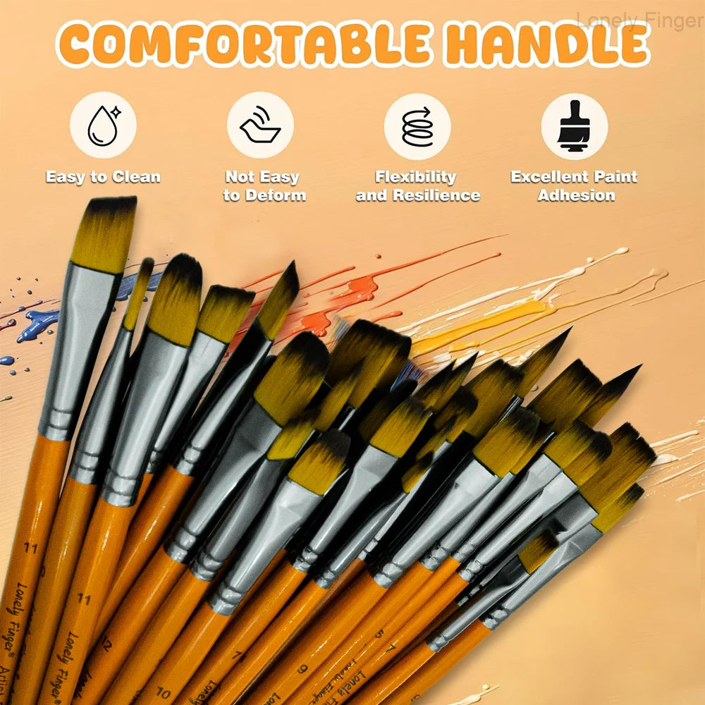 Paint Brush Set 12/48pcs Synthetic Hair for Acrylic Painting Watercolor Painting Gouache Ink Craft and Detail Painting    Home Decor Supply | Online Retail | ShoreShopper.com
