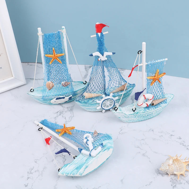 1pcs 15cm Wood Mini Sailboat Model Mediterranean Style Home Decor Marine Nautical Sailing Boat Ship Gift Craft Desktop Ornaments    Your Coastal Marketplace | Shoreshopper.com