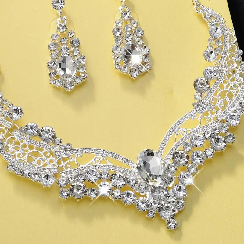 Luxurious Wedding Jewelry Sets for Bridal Bridesmaid Jewelery Drop Earring Necklace Austria Crystal Wholesale Gift    Home Decor Supply | Online Retail | ShoreShopper.com