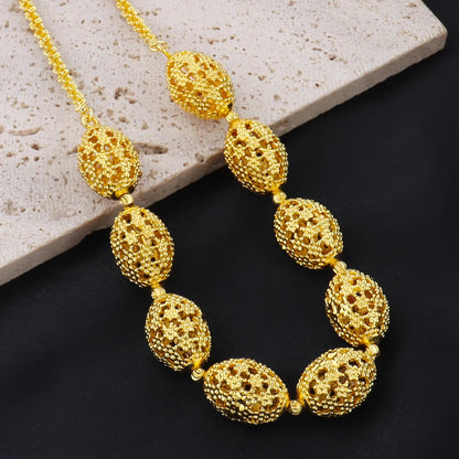 women  jewelry set indian arabic african ethiopian golden color jewelry set Hollow Out Oval Necklace Earrings Ring free shipping    Home Decor Supply | Online Retail | ShoreShopper.com