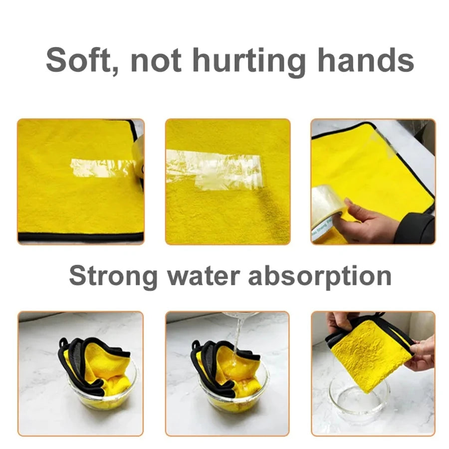 1/2/6pcs Microfiber Cleaning Towel Thicken Soft Drying Cloth Car Body Washing Towels Double Layer Clean Rags Car Accessories    Home Decor Supply | Online Retail | ShoreShopper.com