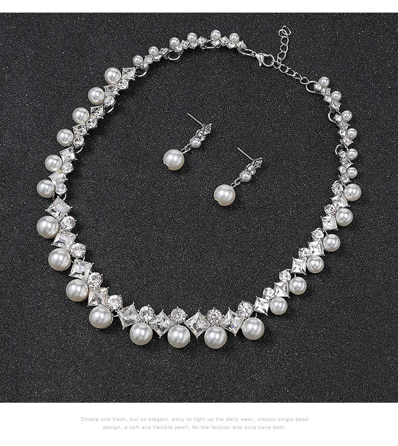 New pearl gemstone jewellery woman necklace set for women jewelry sets light luxury Women's earrings lock bone chain alloy    Home Decor Supply | Online Retail | ShoreShopper.com