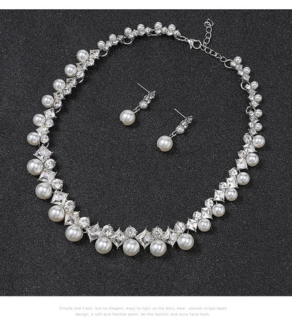 New pearl gemstone jewellery woman necklace set for women jewelry sets light luxury Women's earrings lock bone chain alloy    Home Decor Supply | Online Retail | ShoreShopper.com