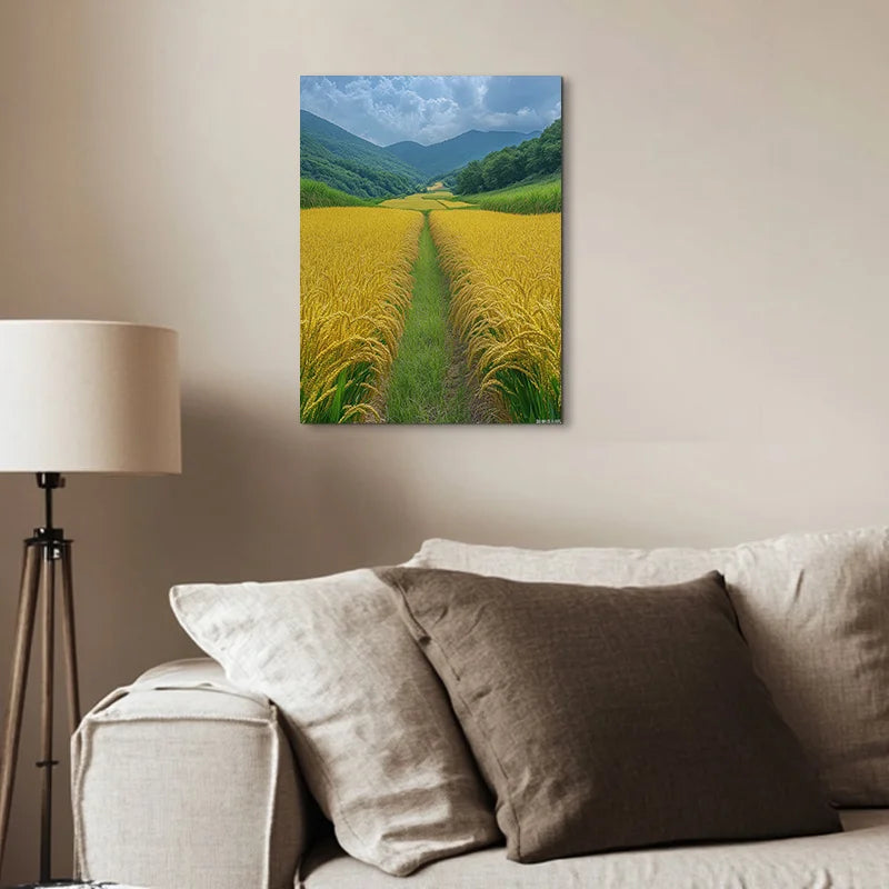 Charming Yellow Rice Fields Canvas Art - Frameless Home Decor for Office & Cafe | Ideal Gift for Any Room    Home Decor Supply | Online Retail | ShoreShopper.com