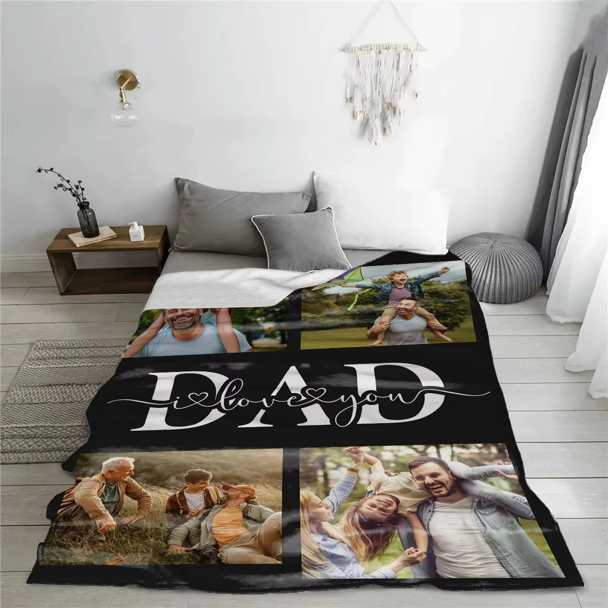Fathers Day Gifts Personalized Custom Blanket Customizable Photos Throw Blankets For Dad Birthday Present From Daughter or Son    Your Coastal Marketplace | Shoreshopper.com