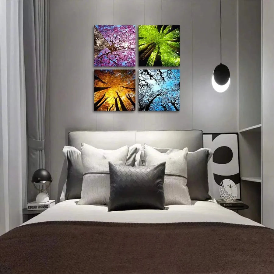 4 Panels Canvas Wall Art Spring Summer Autumn Winter Four Seasons Landscape Tree Painting Prints Modern Giclee Artwork Stretche    Home Decor Supply | Online Retail | ShoreShopper.com