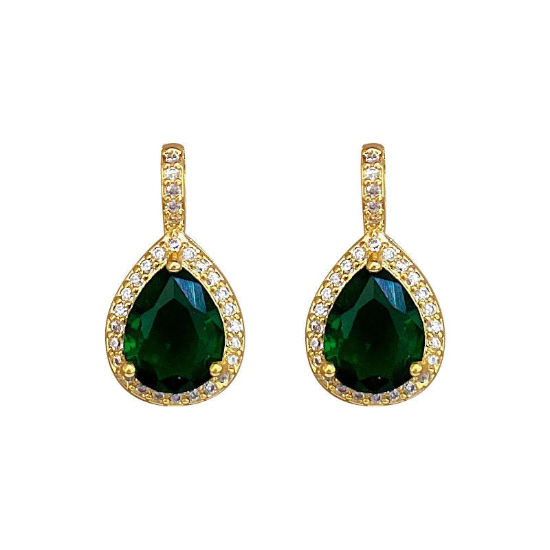 2pcs/set Jewelry Sets Women Elegant Waterdrop Green Rhinestone Pendant Necklace stud Earrings Wedding Dress Bridal Jewelry Set    Home Decor Supply | Online Retail | ShoreShopper.com