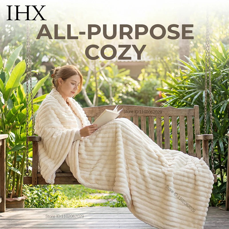 IHX Solid Color Imitation Rabbit Plush Milk Plush Thickened Thermal Leisure Home Blanket Office Nap Blanket, Custom Blanket Size    Your Coastal Marketplace | Shoreshopper.com