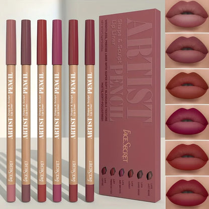6pcs Velvet Matte Lip Liner Pencils Set Long-Lasting Non-Drying Perfect for Lining Filling Lips Versatile for All Skin Typ - ShoreCo.Shop