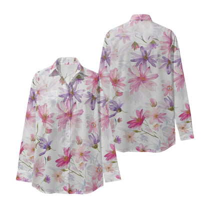 Women Luxury Floral Shirt Gradient Printed Blouse Elegant Button Up Long Sleeve Shirt for Office Casual Spring Summer Trend    Your Coastal Marketplace | Shoreshopper.com