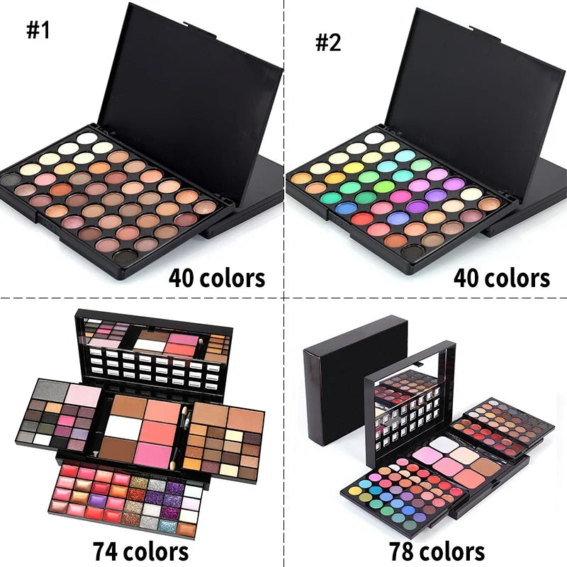 40/74/78 Colors Glitter Eyeshadow Palette Matte Waterproof Long Lasting Pressed Powder Cosmetics Kit  Fashion Women MakeUp Tools - ShoreCo.Shop