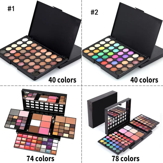 40/74/78 Colors Glitter Eyeshadow Palette Matte Waterproof Long Lasting Pressed Powder Cosmetics Kit  Fashion Women MakeUp Tools - ShoreCo.Shop