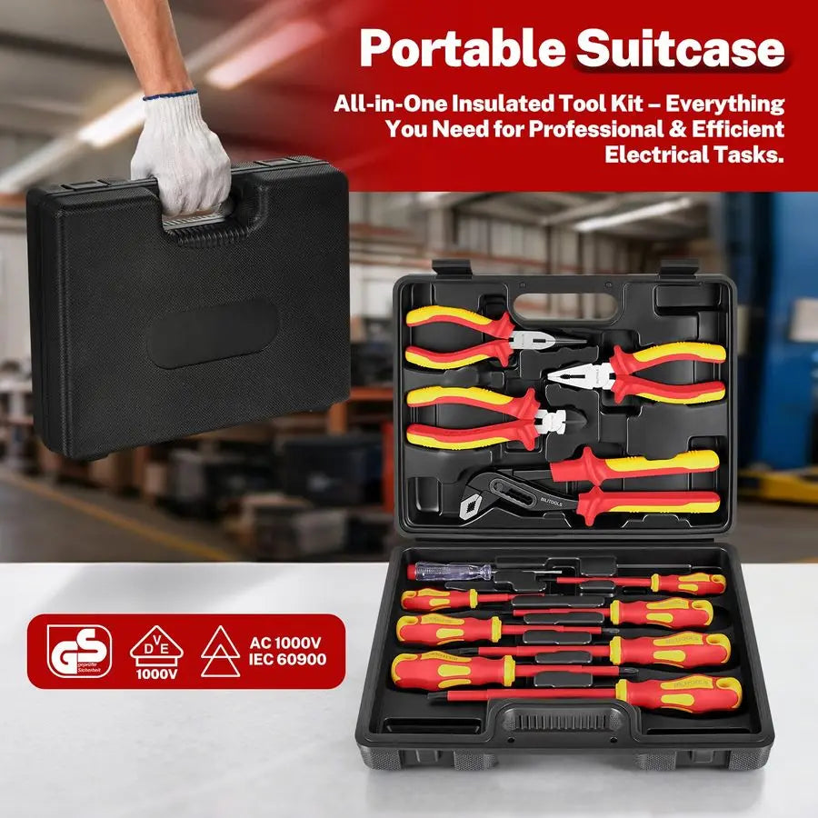 Insulated Screwdriver amp Pliers Set, 1000V Electrical Tools for Electrician Magnetic Phillips Slotted Pozidriv Tips    Home Decor Supply | Online Retail | ShoreShopper.com