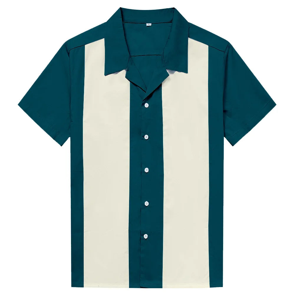 Vertical Striped Shirt Men Short Sleeve Work Men's Bowling Shirts for Men Cotton Summer Blouse Men Plus Size Male Clothing    Home Decor Supply | Online Retail | ShoreShopper.com