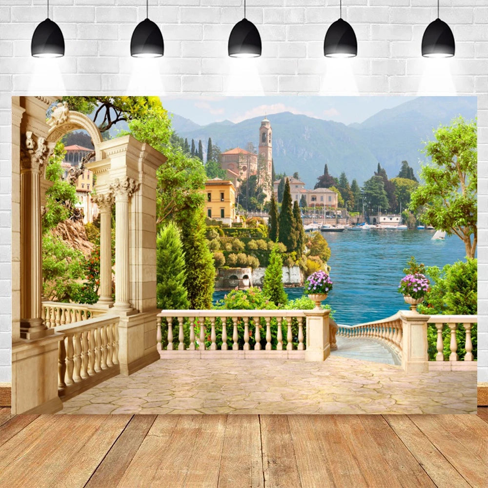 Summer Seaside Beach Photography Backdrop Natural Scenery Castle Tropical Sunshine Palms Leaves Photo Background Studio Props    Your Coastal Marketplace | Shoreshopper.com