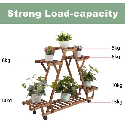 Movable Wood Plant Stand, Triangular Shelf, Flower Pot, Storage Holder, Garden Display, Shelving Rack, Outdoor, Indoor, 6 Tier    Home Decor Supply | Online Retail | ShoreShopper.com