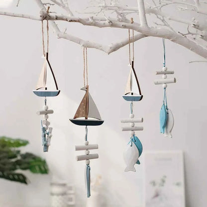 Wall Hanging Hand Made Mediterranean Starfish Hung Fish Nautical Decor Hang Wood Marine Pendant for Home Decoration קישוטי קיר