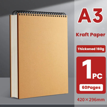 High Quality Kraft Paper Art Sketchbook A4/8K/16K/32K/A3 Flip-up Drawing Notepad 30Sheets/60Pages Spiral Notebook Art Supplies    Home Decor Supply | Online Retail | ShoreShopper.com