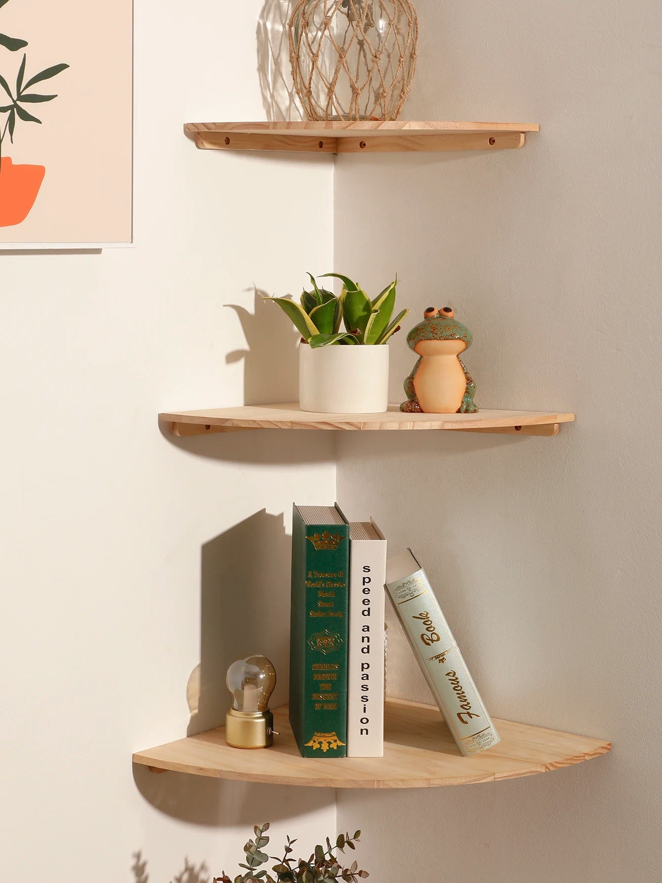 Scalloped Corner Shelves Floating Wall Shelf Storage Rack Wooden Wall Decor Bedroom Living Room Kitchen  Home Decorations Ledge    Home Decor Supply | Online Retail | ShoreShopper.com