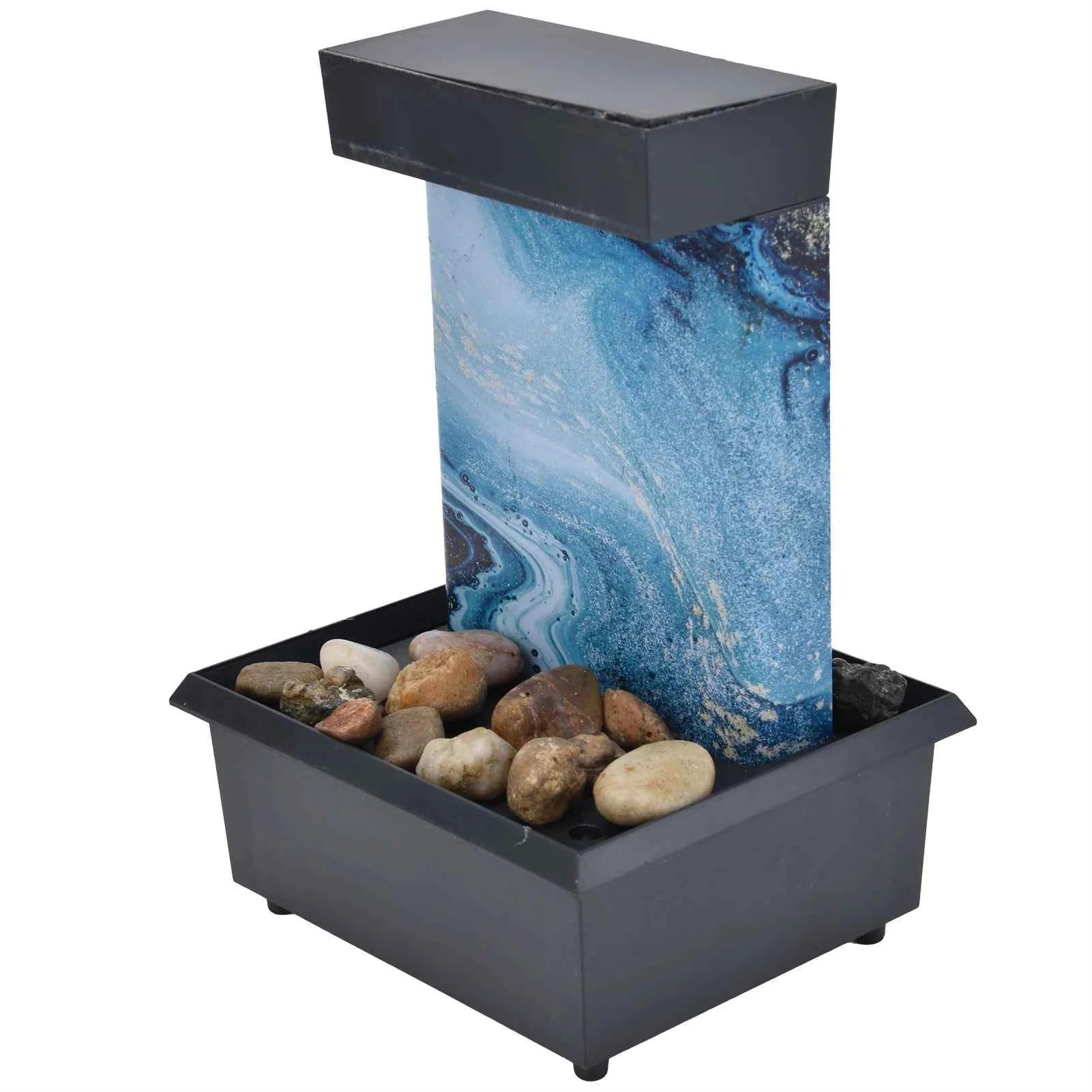 3V USB Marble Water Fountain Ornaments LED Tabletop Fountain with Stones for Home Office Table Decoration Desktop Water Fountain