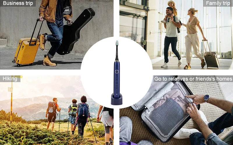 2026 NEW USB Rechargeable Electric Toothbrush Automatic Toothbrush for Adults with 5 Modes and 8 Replacement Brush Heads - ShoreCo.Shop