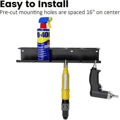 Pneumatic Tool Holder and Aerosol Rack Combo, Wall Mounted Metal Spray Can Bottle Holder Air Tool Organizer Rack for Garages - ShoreCo.Shop
