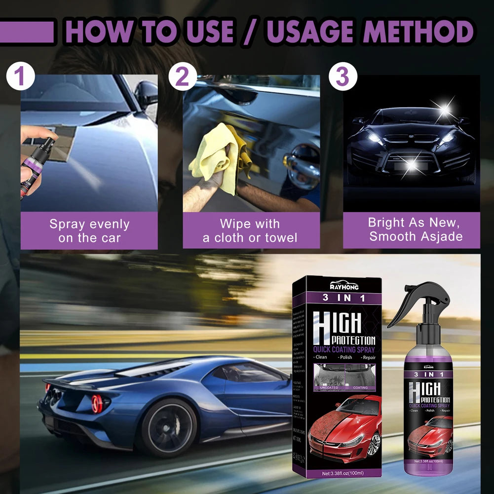 3 In 1 Car Ceramic Coating Spray High Protection Shine Armor Ceramic Car Wash Car Shield 30/100ml Polishing Spraying Wax Tools    Home Decor Supply | Online Retail | ShoreShopper.com