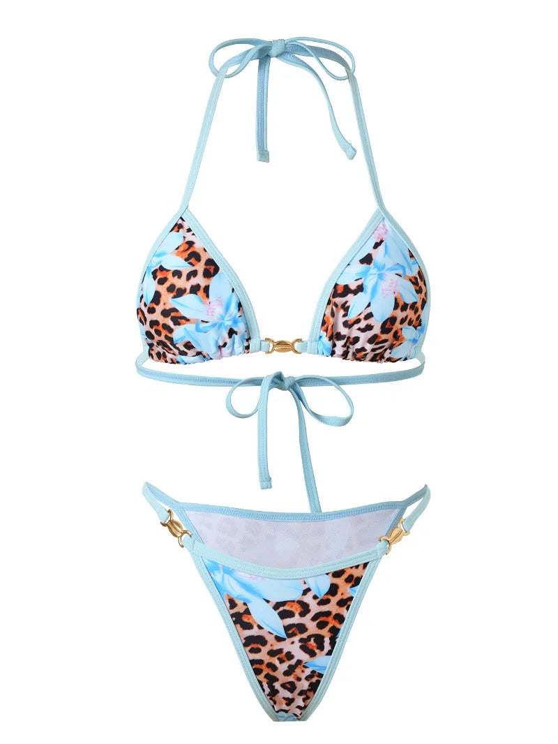 Beach Vacation 3 Piece Bikini Set Women Sexy Leopsrd Print  Swimsuit Women Split Skirts Matching Swimsuit Thong Bathing Suit    Your Coastal Marketplace | Shoreshopper.com