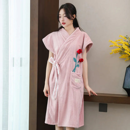 Wearable Bath Towel Bathrobe Women's Homewear Absorbent Quick-drying Comfortable Casual Soft Breathable Loose Nightgown Ladies    Your Coastal Marketplace | Shoreshopper.com