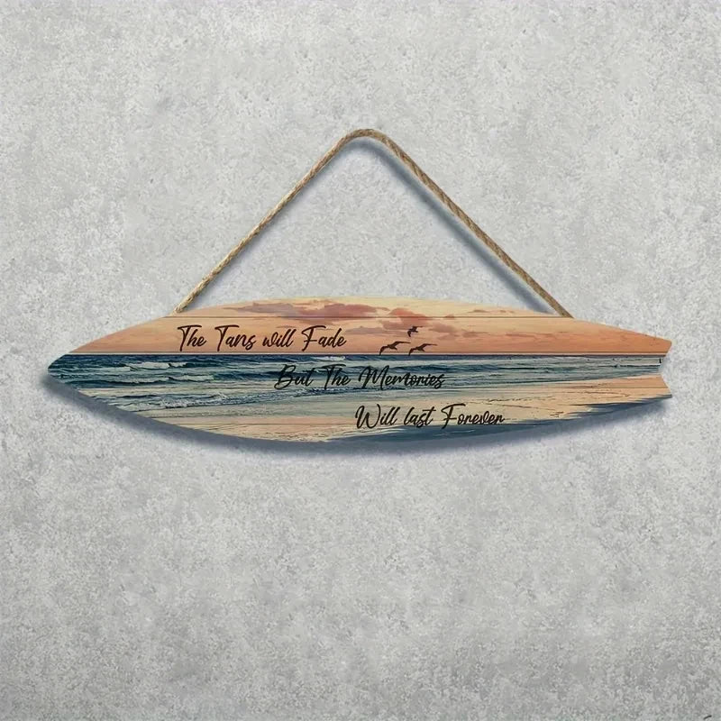 Beach Style Surfboard Wall Decor - Tropical Seascape Art on Wood-Like Material - Lightfast Design for Indoor/Outdoor Use    Your Coastal Marketplace | Shoreshopper.com