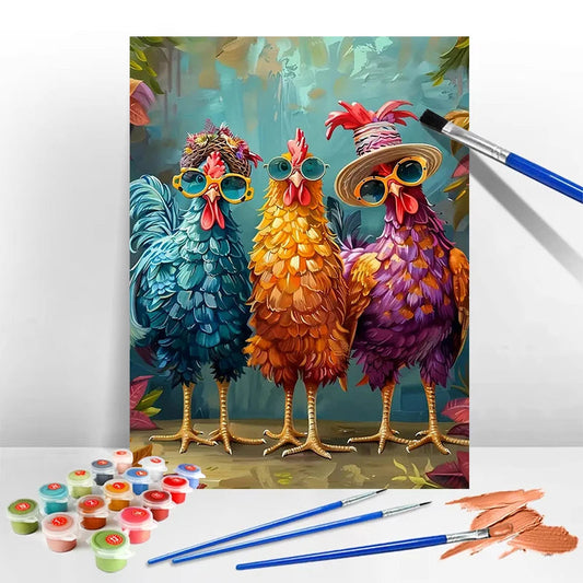 Pictures By Numbers Chicken Animal Paint Kit For Adults Digital Painting Oil Painting For Living Room Home Interesting Gift    Home Decor Supply | Online Retail | ShoreShopper.com