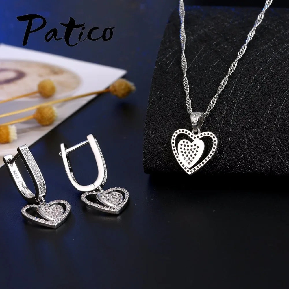 Wedding Jewelry Sets For Brides Fine Silver Drop Crystal Earrings Necklace Wedding Jewelry Genuine 925 Sterling Silver    Home Decor Supply | Online Retail | ShoreShopper.com