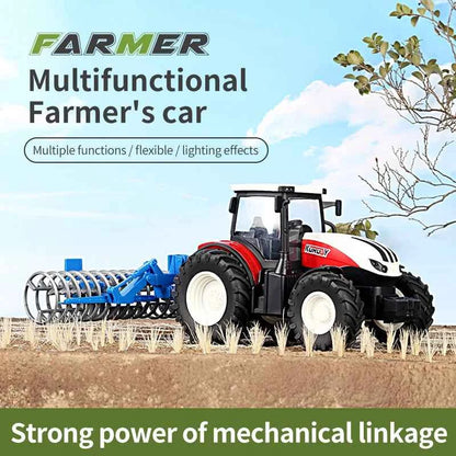 RC Farm Tractors Car 1/24 Radio Controlled Cars and Trucks 2.4G with Light Simulated Engineering Truck Model Toys for Children
