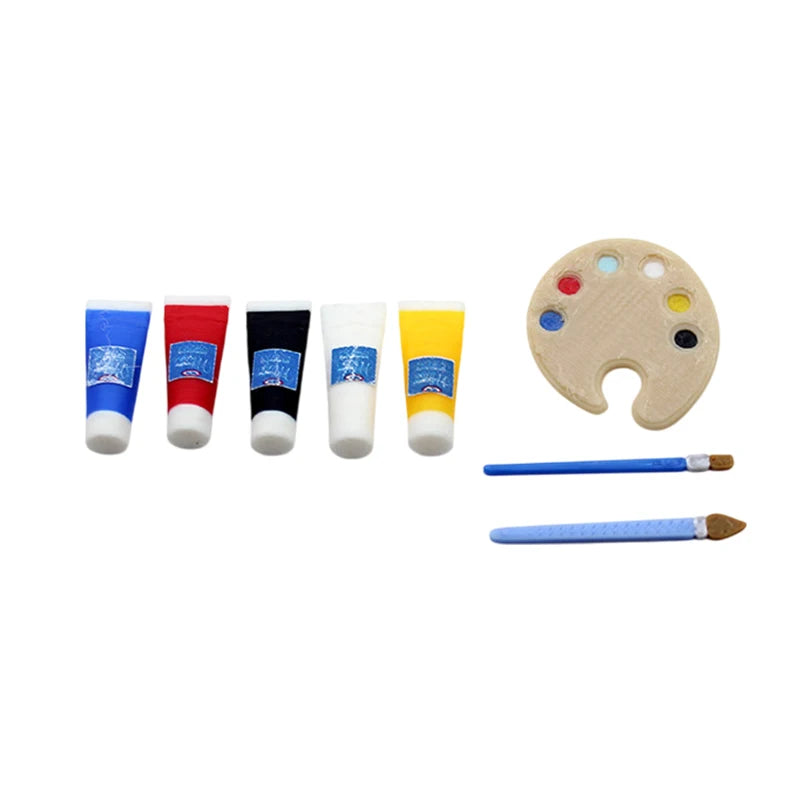 1/12 Dollhouse Draw Room Art Supplies Decoration Dolls House Accessories Mini Pigment Tube Paint Brush Palette Model Dollhouse    Home Decor Supply | Online Retail | ShoreShopper.com