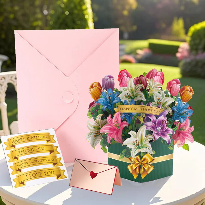 3D Creative Bouquet Gift Card for Mother Father Wife Friends Blessing Card Gift for Mothers Fathers Day Thank You Greeting Cards    Your Coastal Marketplace | Shoreshopper.com