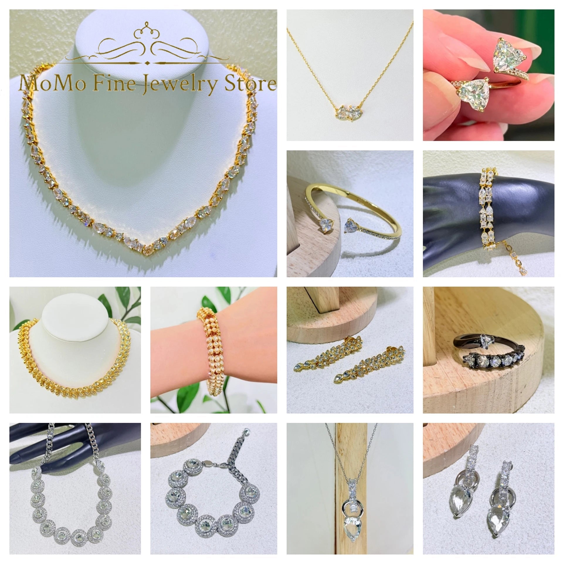 2025 New Fine Jewelry Set Luxury White Gold High Quality Geometric Crystal Luxury Necklace Bracelet Earrings Ring Gift for Women    Home Decor Supply | Online Retail | ShoreShopper.com
