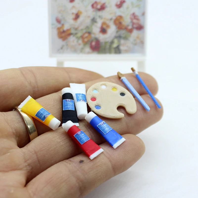 1/12 Dollhouse Draw Room Art Supplies Decoration Dolls House Accessories Mini Pigment Tube Paint Brush Palette Model Dollhouse    Home Decor Supply | Online Retail | ShoreShopper.com