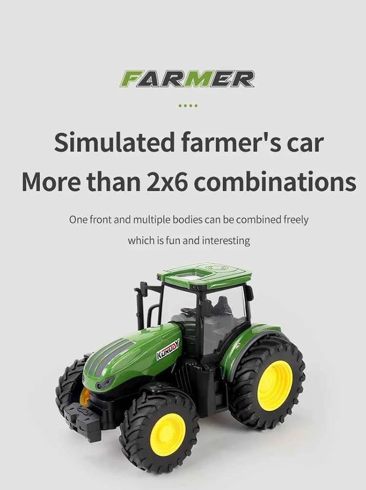 RC Farm Tractors Car 1/24 Radio Controlled Cars and Trucks 2.4G with Light Simulated Engineering Truck Model Toys for Children