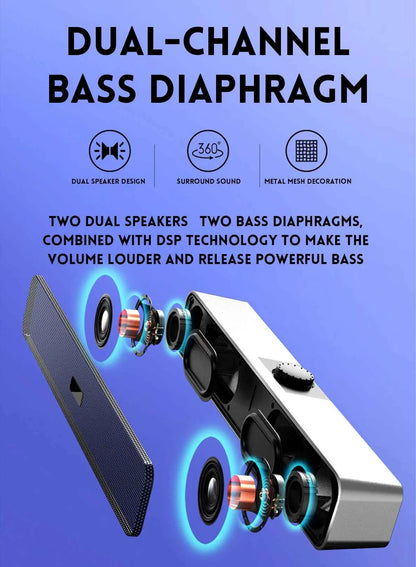 B Computer Speakers with 3.5 mm Aux, Small PC Speakers Powered by USB, USB Soundbar for Monitor，Wired USB Desktop Speaker,
