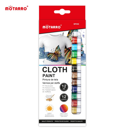 MOTARRO 12 Colors/Box Fabric Paint Set Permanent Textile Paint 12ml for Clothes Canvas Shoes Painting Supplies    Home Decor Supply | Online Retail | ShoreShopper.com