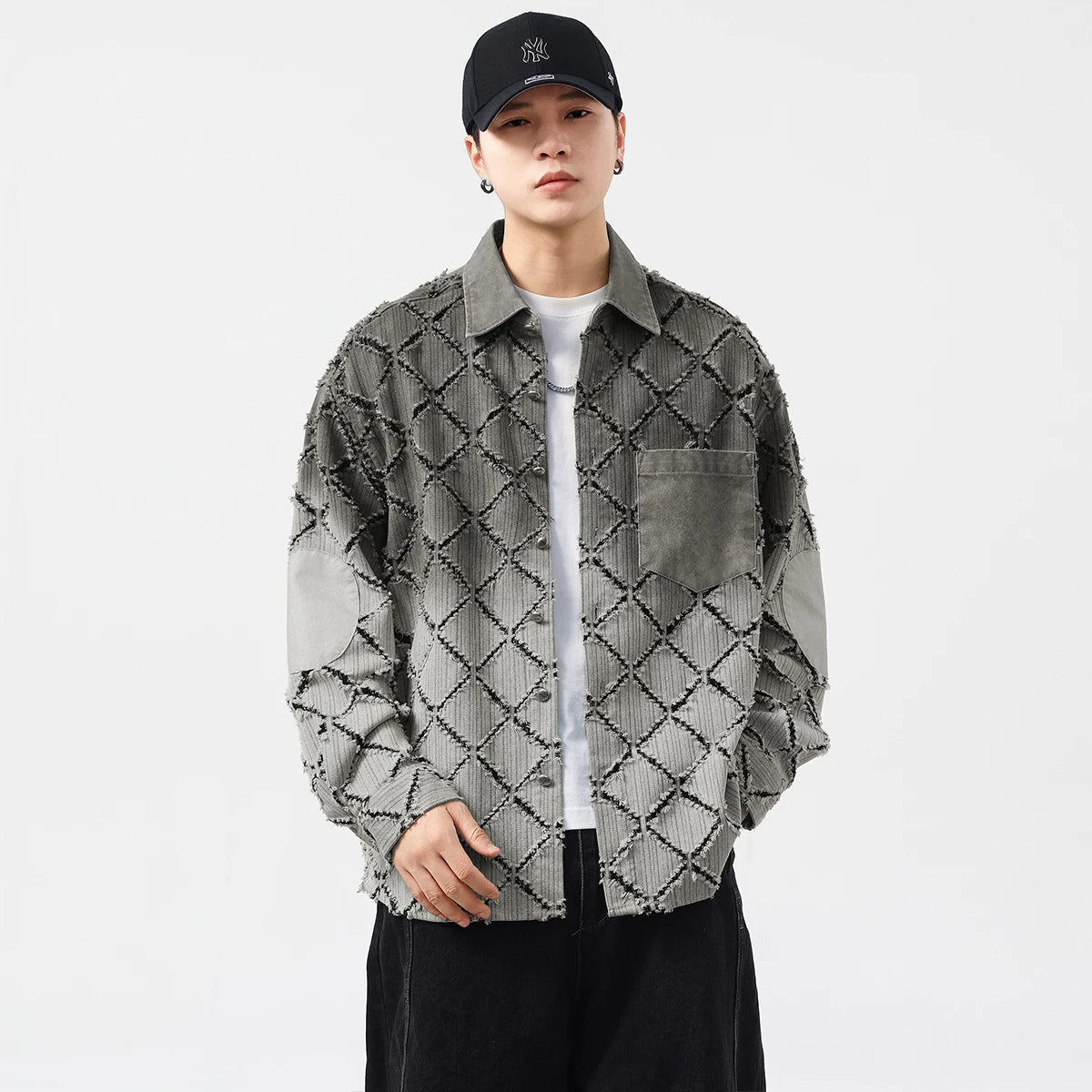 Gradient Ripped Plaid Shirt Men Streetwear Fashion Loose Casual Long Sleeve Oversize Cargo Shirts Cardigan Coat Blouses    Home Decor Supply | Online Retail | ShoreShopper.com