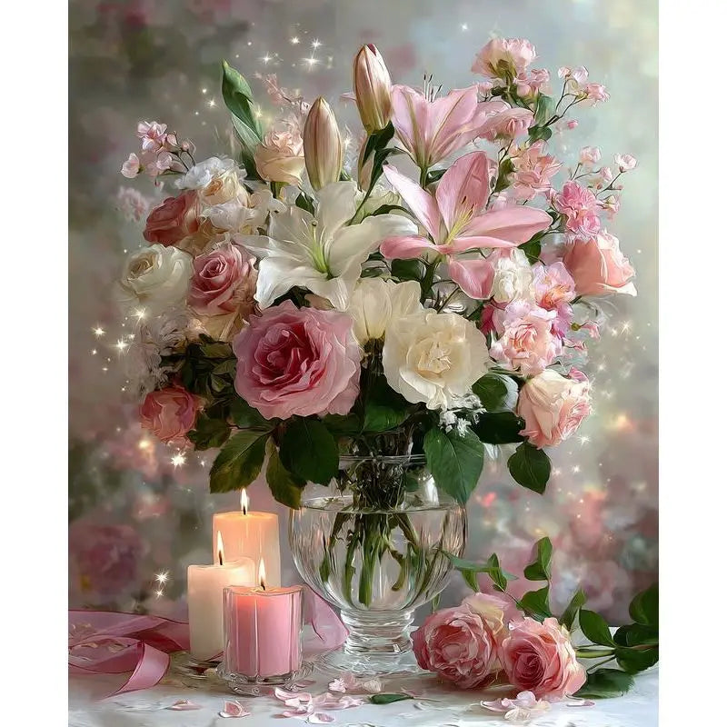 CHENISTORY Painting By Number Pink Flower Drawing On Canvas Hand Painted DIY Picture By Numbers Home Decoration    Home Decor Supply | Online Retail | ShoreShopper.com